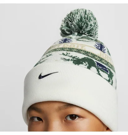 Шапка детская Nike Peak Holiday Beanie White/Green HV7025-133