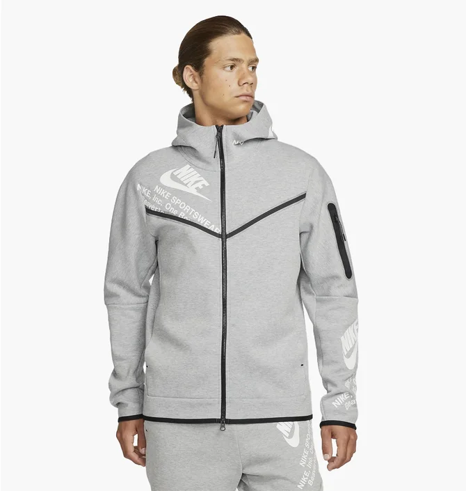 Толстовка чоловіча Nike Mens Graphic Full-Zip Hoodie Grey Dm6474-063