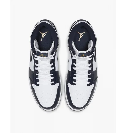 Кроссовки мужские Air Jordan 1 Mid White/Blue 554724-174
