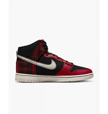Кросівки чоловічі Nike Dunk High Retro Se Plaid Casual Shoes Black/Red Dv0826-001