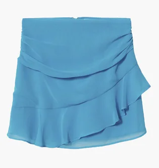 Спідниця жіноча Mango Ruffled Draped Light Blue 37021302