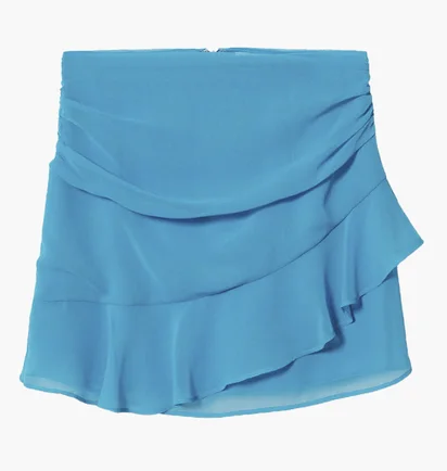 Спідниця жіноча Mango Ruffled Draped Light Blue 37021302