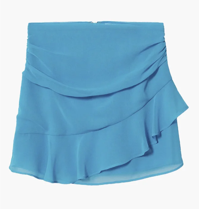 Спідниця жіноча Mango Ruffled Draped Light Blue 37021302