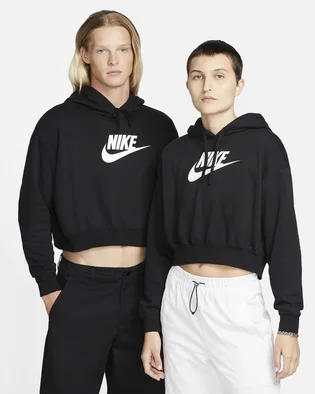 Худи женское Nike Sportswear Club Fleece WomenS Oversized Crop Graphic Hoodie Black DQ5850-010