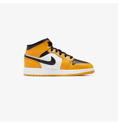 Кроссовки детские Nike Air Jordan 1 Mid Taxi (Gs) Yellow/White 554725-701