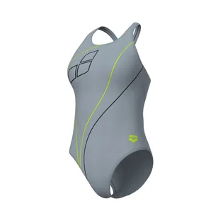 Купальник жіночий Arena Trail Swimsuit V Back Grey 009022-520
