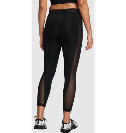 Леггинсы женские Nike W Np Df Mr 7/8 Mesh Tight Black FN4981-010