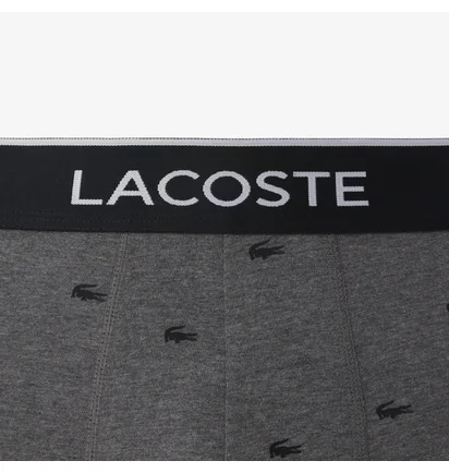 Трусы мужские Lacoste Logo Waist Trunks Black/Grey (3 шт) 6H1294-51