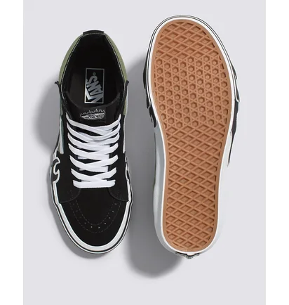 Кеды унисекс Vans Sk8-Hi Flame Shoe Black/Green VN0005UJZBF