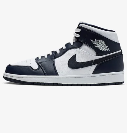 Кроссовки мужские Air Jordan 1 Mid White/Blue 554724-174