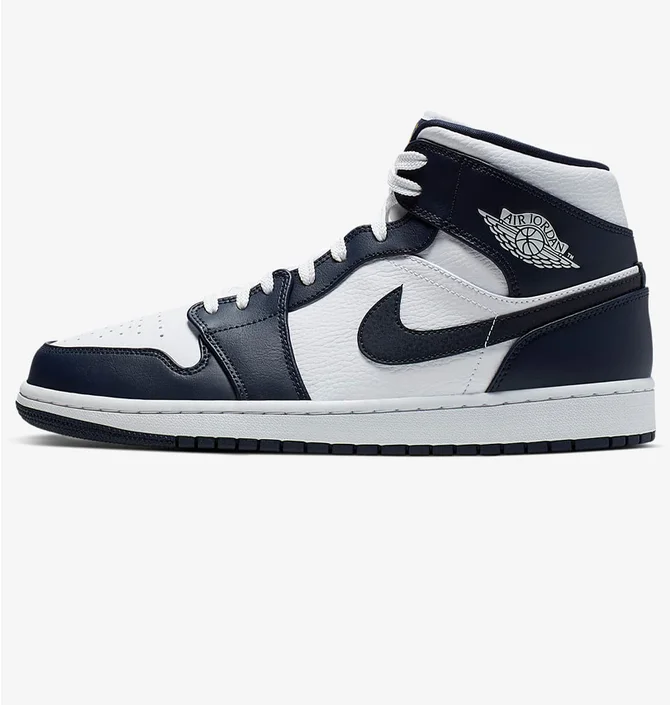 Кроссовки мужские Air Jordan 1 Mid White/Blue 554724-174