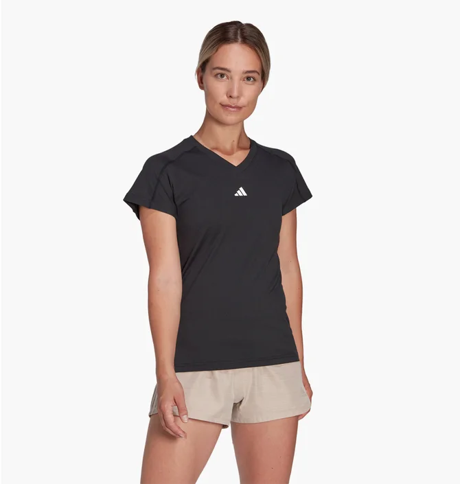 Футболка женская Adidas Aeroready Train Essentials Minimal Branding V-Neck Tee Black Hn5543