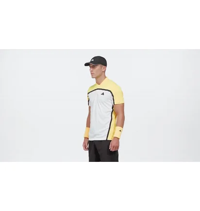 Футболка чоловіча Adidas Tennis Heat.Rdy Pro Freelift Henley Polo Shirt White/Yellow IS8969