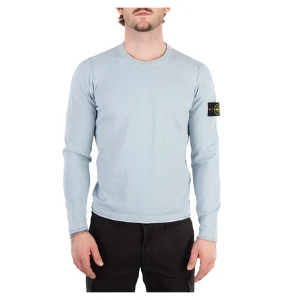 Лонгслів чоловічий Stone Island 502B0 Stocking Stitch Cotton Crewkneck Knit Light Blue 1015502B0-V0041