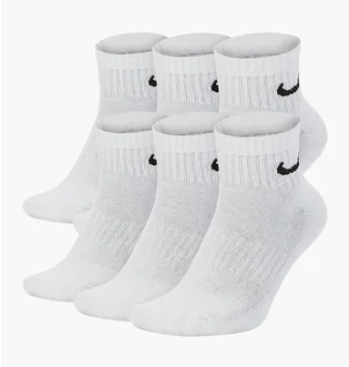 Носки унисекс Nike Everyday Cushioned Training Ankle Socks (6 пар) White SX7669-100