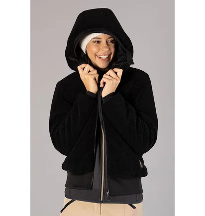 Куртка женская CMP Jacket Fix Hood Teddy Fur Black 34K2906-U901