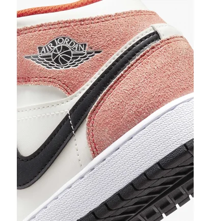Кроссовки детские Air Jordan 1 Mid Orange Suede Peach/White DV1336-800