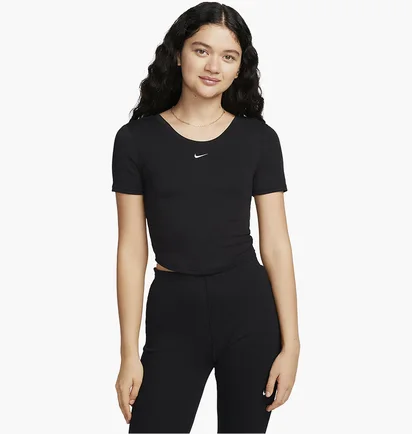 Футболка женская Nike Sportswear Chill Knit Tight Scoop-Back Short-Sleeve Mini-Rib Top Black FN3664-010