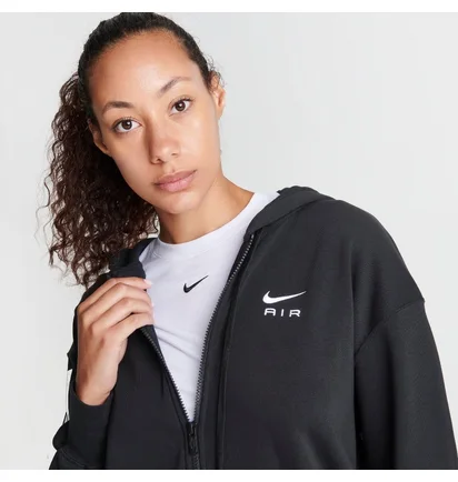 Толстовка женская Nike Sportswear Air Fleece Oversized Full-Zip Hoodie Black FB8047-010