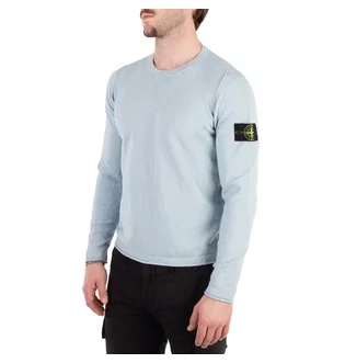 Лонгслів чоловічий Stone Island 502B0 Stocking Stitch Cotton Crewkneck Knit Light Blue 1015502B0-V0041