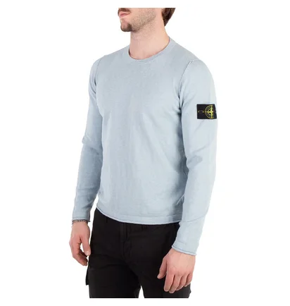 Лонгслів чоловічий Stone Island 502B0 Stocking Stitch Cotton Crewkneck Knit Light Blue 1015502B0-V0041