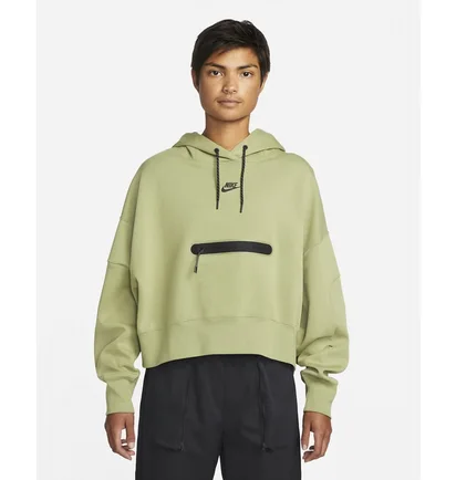 Худі жіноче Nike Sportswear Tech Fleece WomenS Over-Oversized Crop Pullover Hoodie Olive DR4973-334