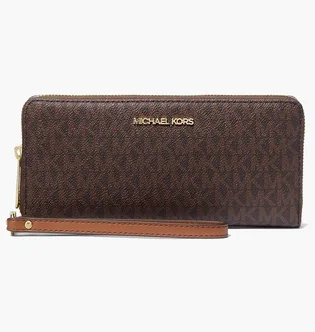 Гаманець жіночий Michael Kors Jet Set Travel Large Logo Continental Wristlet Brown 35F8GTVT3B-BROWN-101445