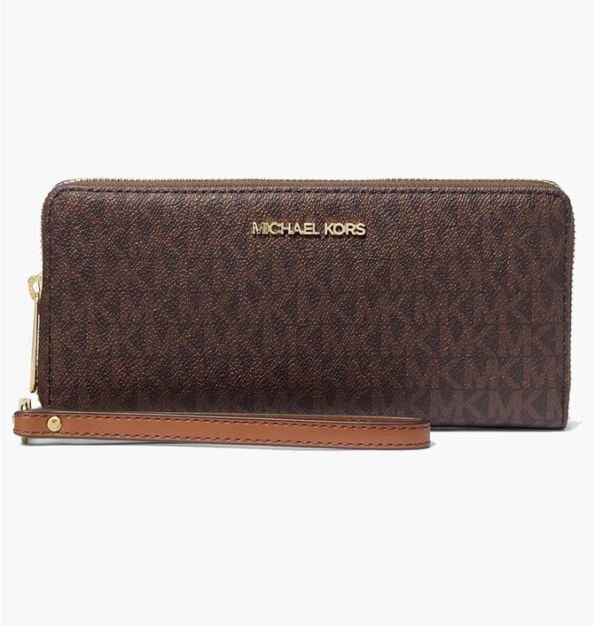 Гаманець жіночий Michael Kors Jet Set Travel Large Logo Continental Wristlet Brown 35F8GTVT3B-BROWN-101445