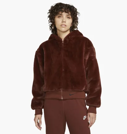 Куртка женская Nike Womens Faux Fur Jacket Brown Dd5116-273