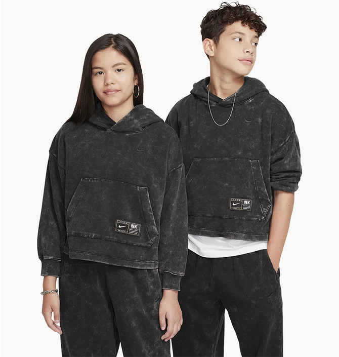 Худи детское Nike Cob Flc Po Hoodie Wash Black FZ5266-010