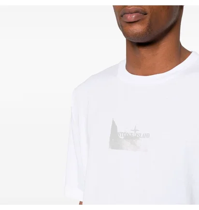 Футболка мужская Stone Island Reflective Badge Print T-Shirt White 80152RC88-V0001