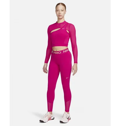 Топ женский Nike Pro Long-Sleeve Cropped Top Pink FB5683-615