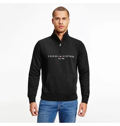 Кофта чоловіча Tommy Hilfiger Logo Quarter-Zip Black 78JB338-001