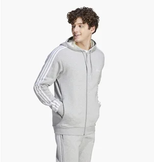 Толстовка мужская Adidas Essentials Fleece 3-Stripes Full-Zip Hoodie Grey IJ6479