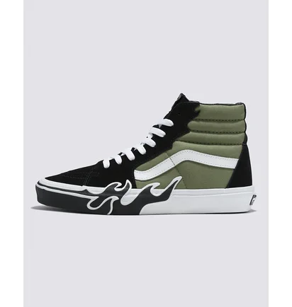 Кеды унисекс Vans Sk8-Hi Flame Shoe Black/Green VN0005UJZBF