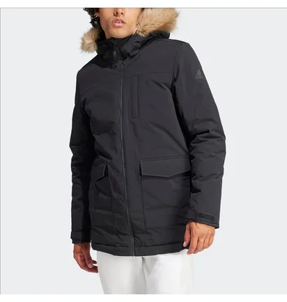 Парка мужская Adidas Hooded Fur Parka Black IK0553