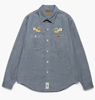 Сорочка чоловіча Human Made Chambray Shirt Blue HM25SH002