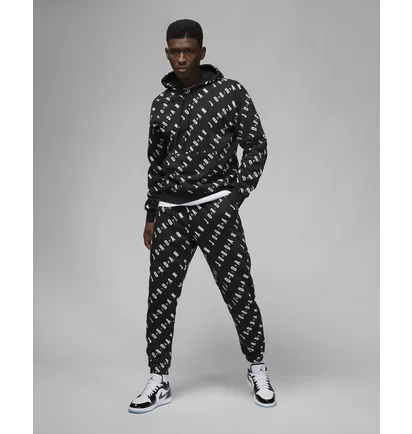 Худи мужское Air Jordan Essentials Allover Heritage Print Fleece Pullover Hoodie Black Dv7640-010