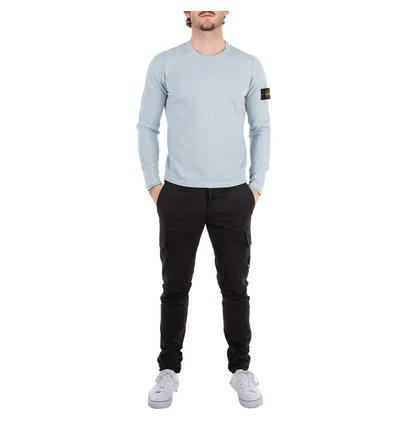 Лонгслів чоловічий Stone Island 502B0 Stocking Stitch Cotton Crewkneck Knit Light Blue 1015502B0-V0041