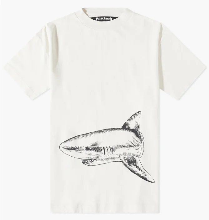 Футболка чоловіча Palm Angels Broken Shark Tee Beige PMAA001S23JER0010410