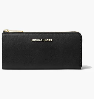 Гаманець жіночий Michael Kors Jet Set Travel Large Saffiano Leather Quarter-Zip Wallet Black 35T6GTVE3L-BLACK-21898