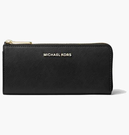 Гаманець жіночий Michael Kors Jet Set Travel Large Saffiano Leather Quarter-Zip Wallet Black 35T6GTVE3L-BLACK-21898