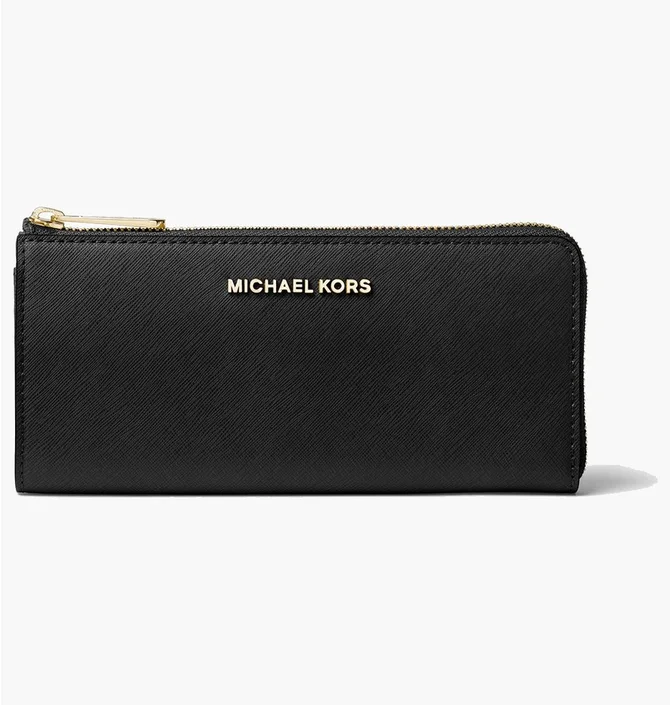 Гаманець жіночий Michael Kors Jet Set Travel Large Saffiano Leather Quarter-Zip Wallet Black 35T6GTVE3L-BLACK-21898