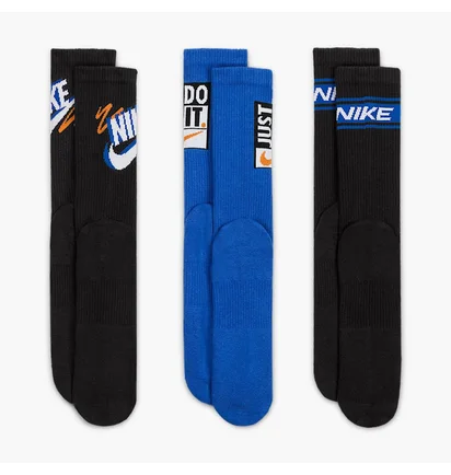 Носки Nike Everyday Plus Crew (3 шт) Black/Blue HJ9339-902