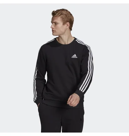 Свитшот мужской Adidas Essentials French Terry 3-Stripes Sweatshirt Black Gk9078