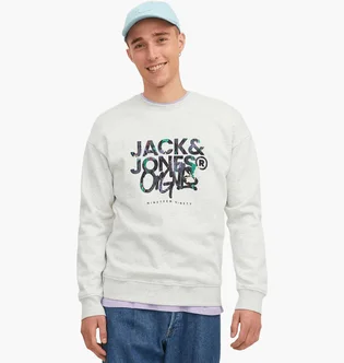 Свитшот мужской Jack & Jones Jorsilverlake Crew Ln Beige 12242366-WHITEMELANGE