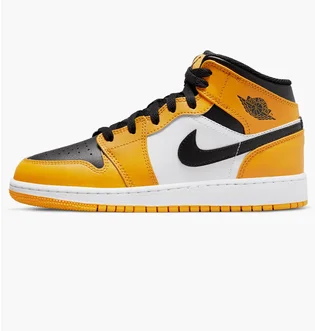 Кроссовки детские Nike Air Jordan 1 Mid Taxi (Gs) Yellow/White 554725-701