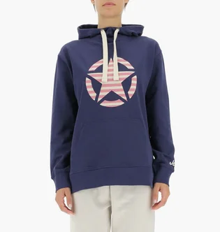 Худі жіноче Jeep Hooded Oversize Sweatshirt Star Striped Print Blue O102608-A184