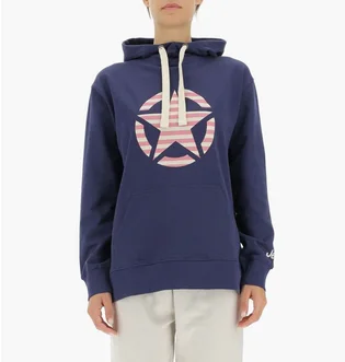 Худи женское Jeep Hooded Oversize Sweatshirt Star Striped Print Blue O102608-A184