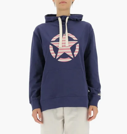 Худи женское Jeep Hooded Oversize Sweatshirt Star Striped Print Blue O102608-A184